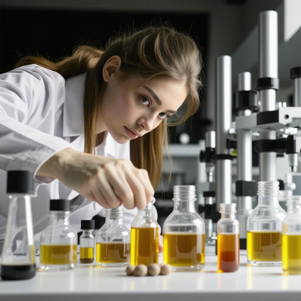 Scientists formulating tallow moisturizer using biotechnological methods in a lab