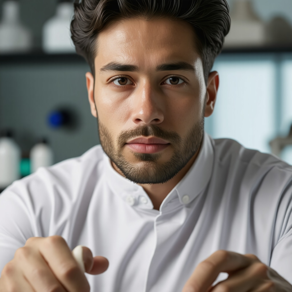 Scientist preparing organic tallow cream with frankincense using microemulsion techniques with natural ingredient visuals