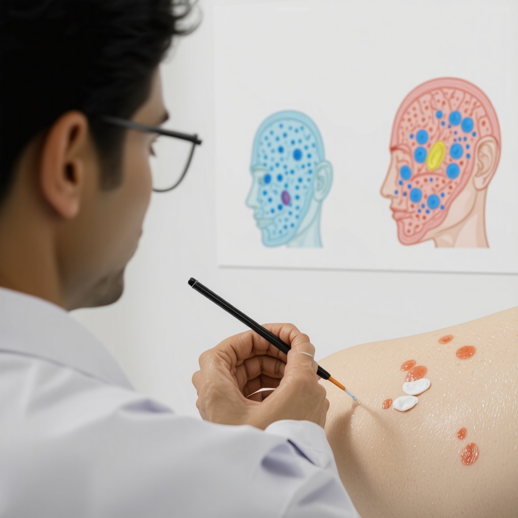 Dermatologist applying tallow balm with molecular skin barrier graphics in background