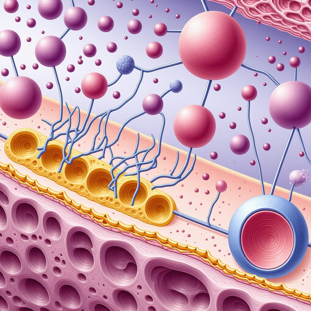 Scientific illustration showing beef tallow lipids interacting with skin cells and lipid layers