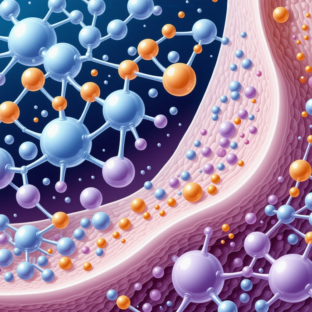 Diagram showing fatty acid molecules from organic tallow integrating into skin layers with nanoemulsion technology