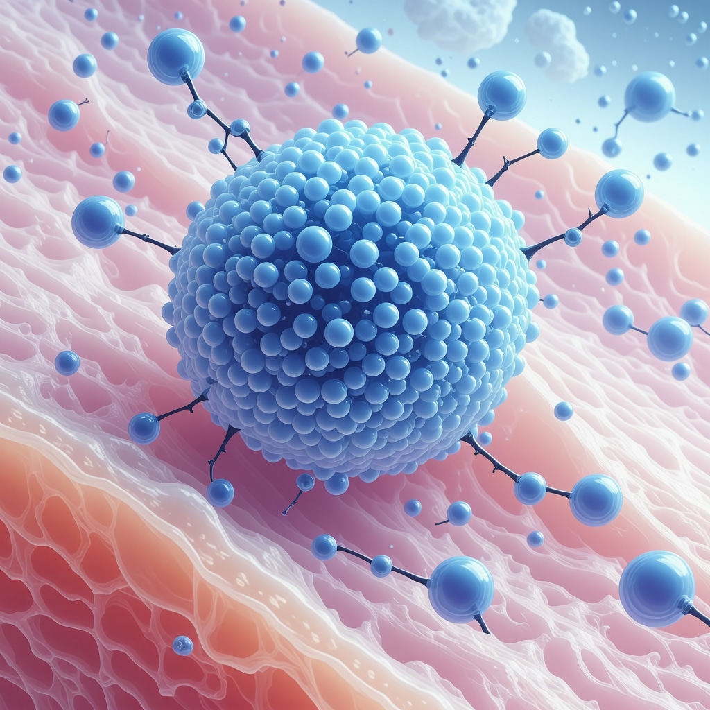 Scientific illustration of tallow fatty acids restoring skin barrier at molecular level