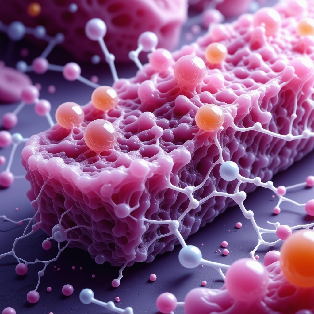 Illustration of grass-fed tallow fatty acids interacting with skin cells and microbiome