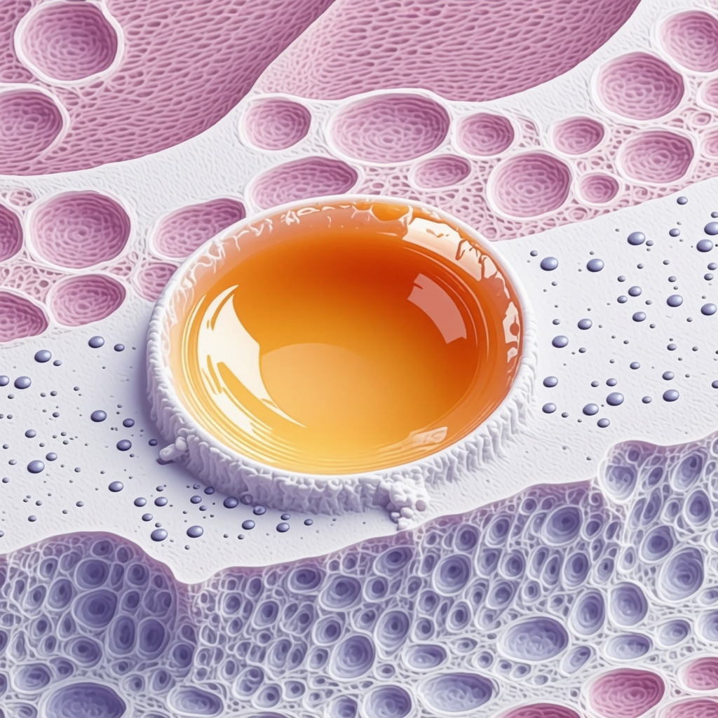 Diagram showing beef tallow molecules integrating into skin lipid bilayers enhancing skin barrier function