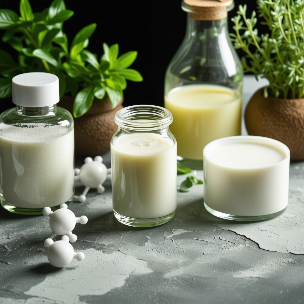 A skincare laboratory scene featuring tallow cream and fatty acid molecular models illustrating advanced formulation