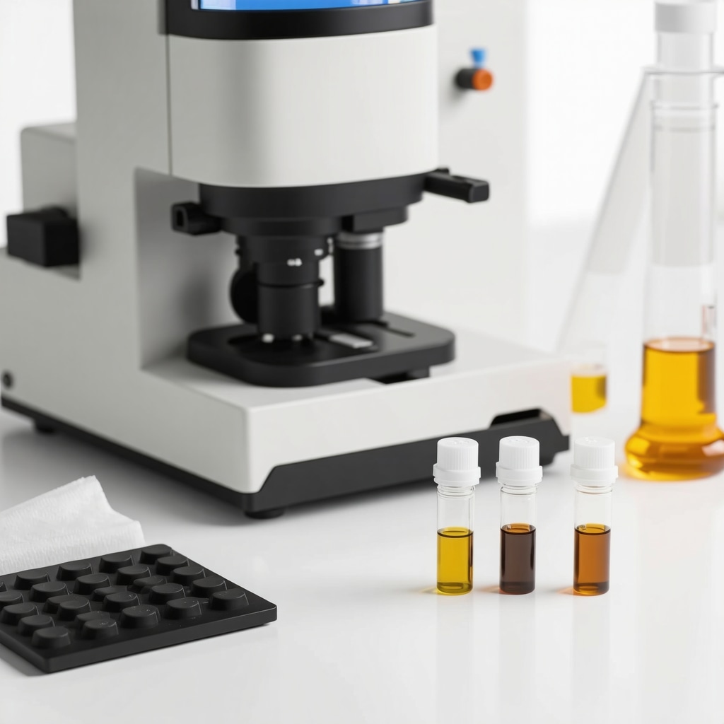 Laboratory instruments analyzing tallow cream fragrance chemistry