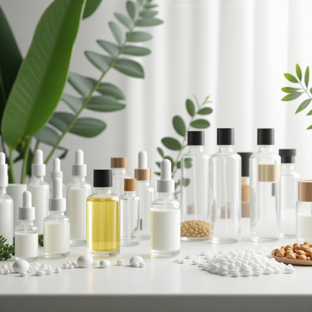 Laboratory scene with tallow skincare formulations and botanical extracts under analysis
