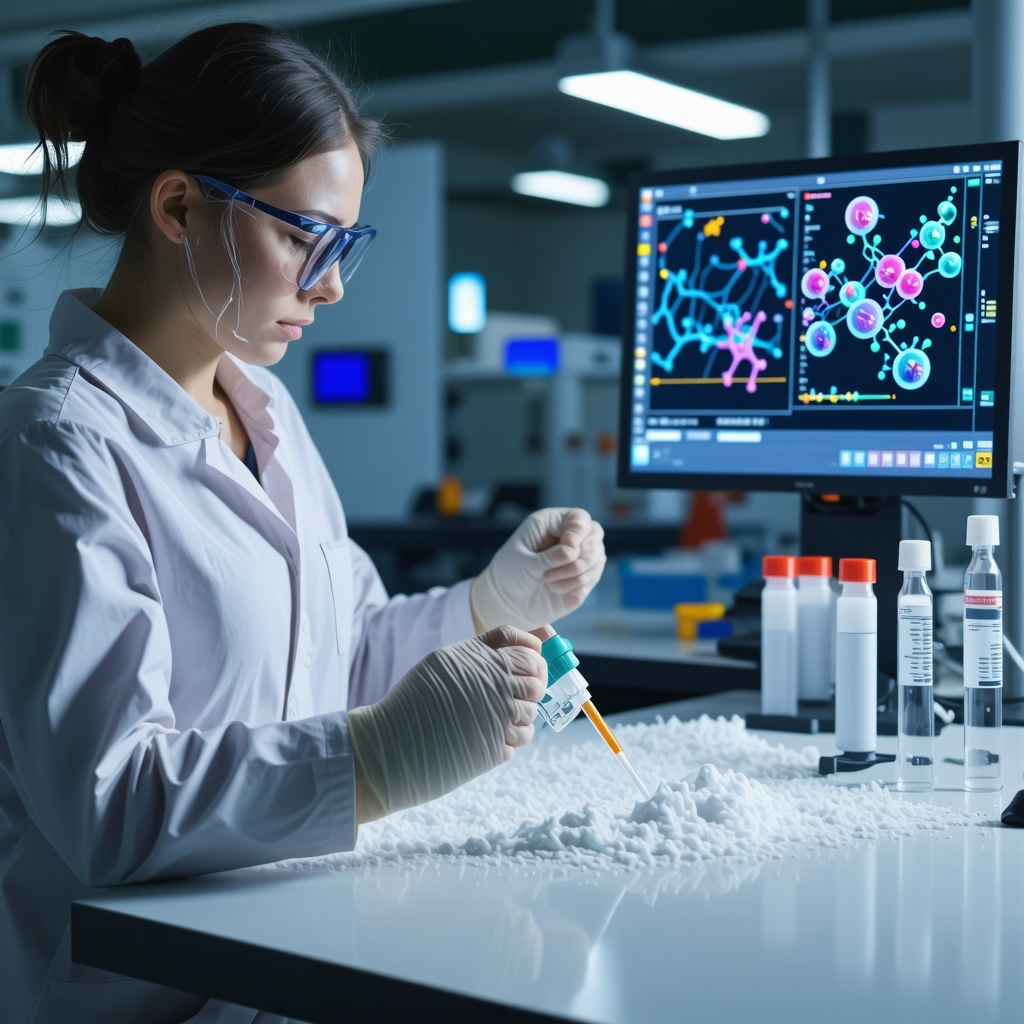 Researchers conducting DSC and HPLC analysis on whipped tallow cream samples in a laboratory