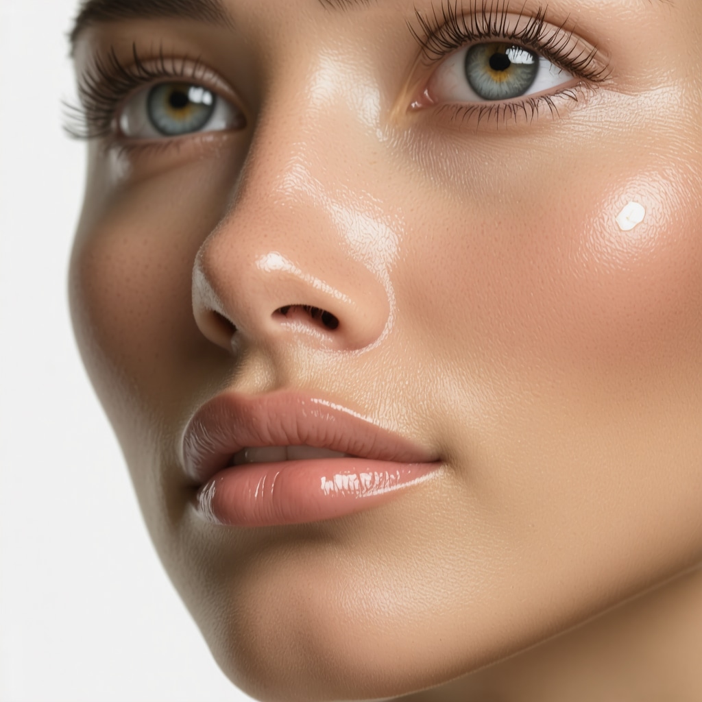 Close-up of tallow face cream being applied on hydrated, glowing skin