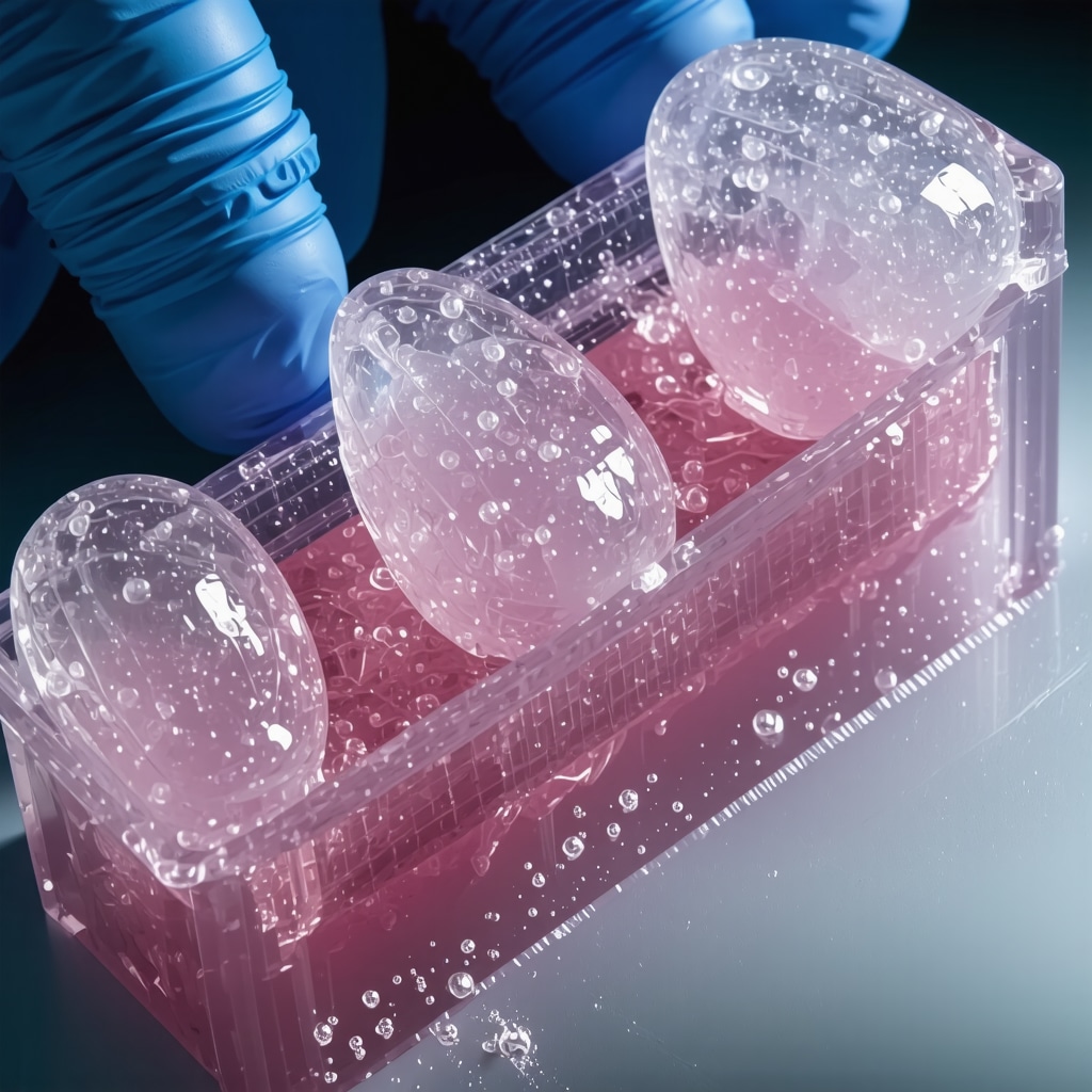 Laboratory scene depicting enzymatic modification and nanocarrier encapsulation of organic beef tallow for advanced skincare formulations