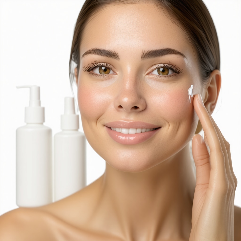 Close-up of dermatologist's hands applying organic tallow cream with tapping motion on skin