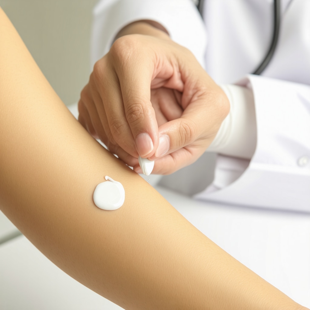 Close-up of dermatologist applying zero additive tallow cream on skin in a clinical environment