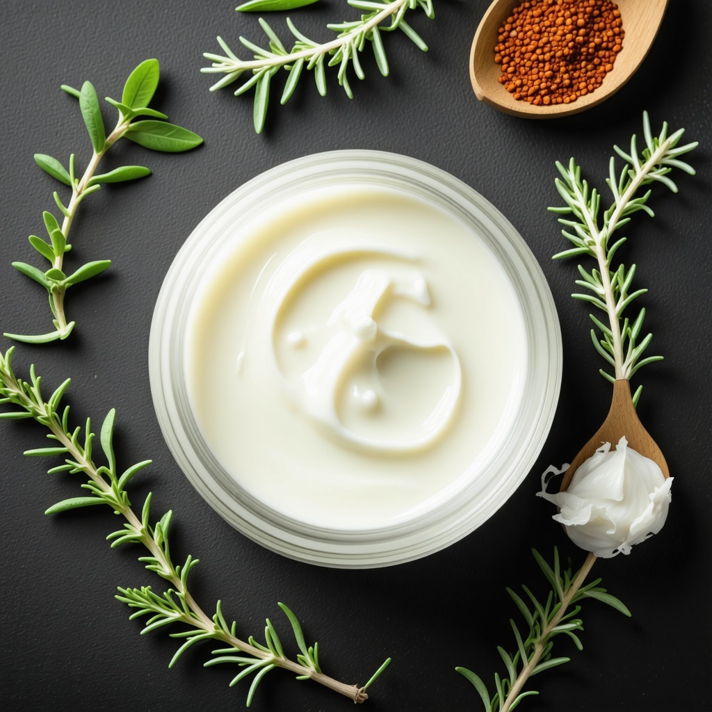 Jar of grass-fed tallow cream surrounded by natural ingredients representing purity and skincare benefits