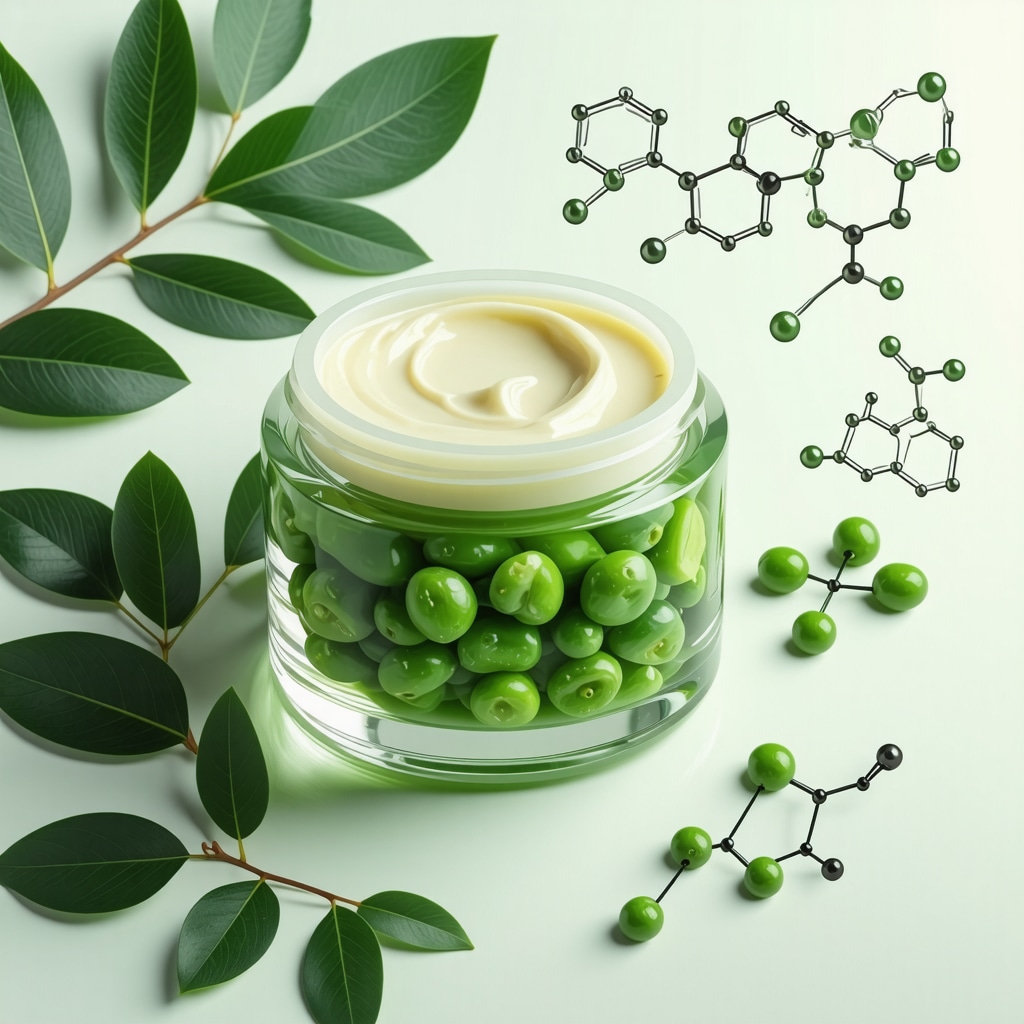 Close-up of hybrid skincare cream with tallow and botanical ingredients showing molecular synergy