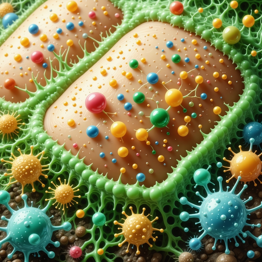Illustration of skin microbiome and grass-fed tallow molecular interaction