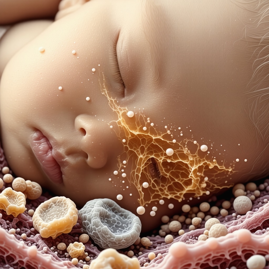Microscopic illustration of organic tallow balm supporting infant skin microbiome and barrier function