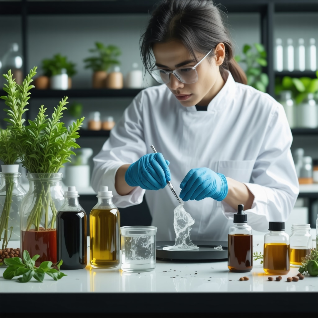 Scientist working on grass-fed tallow skincare formulation in a clean lab environment