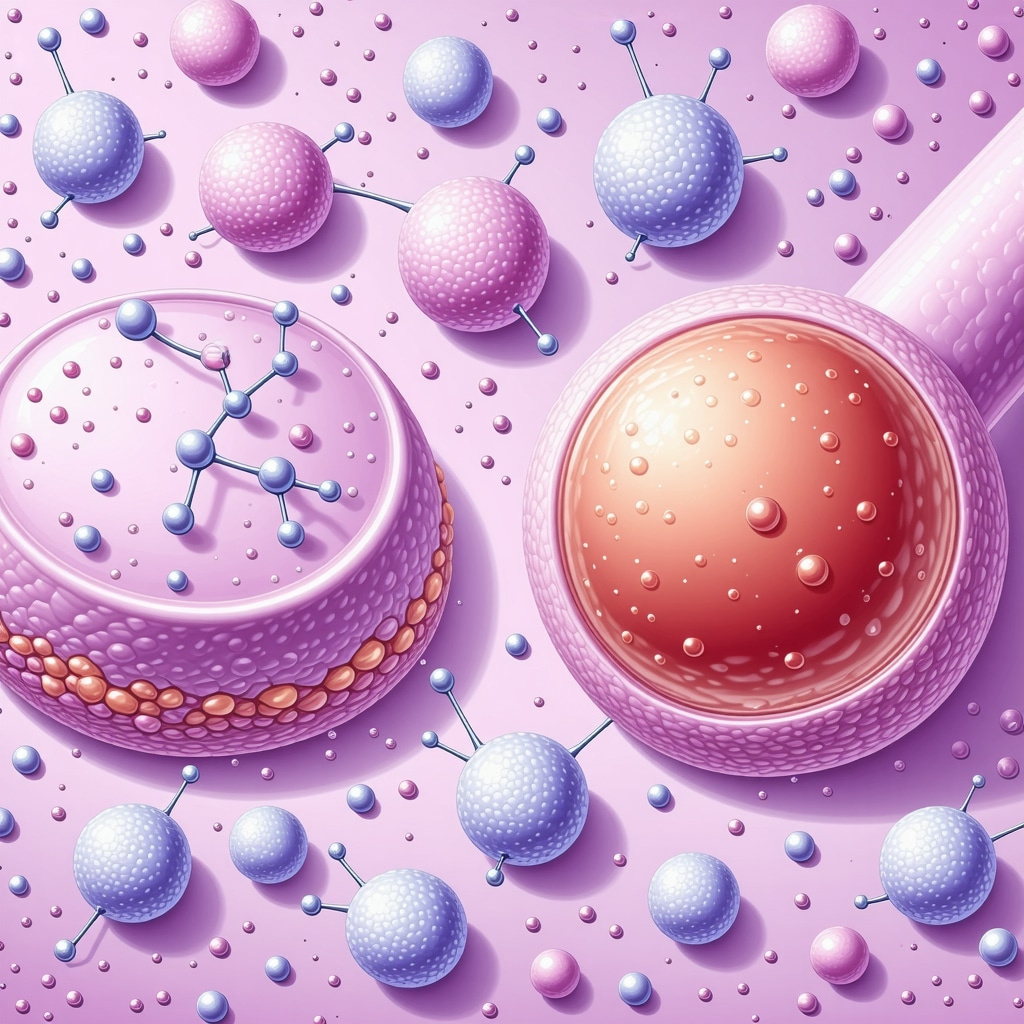 Diagram illustrating molecular structures of animal fats like ceramides interacting with skin cells to support skin barrier repair