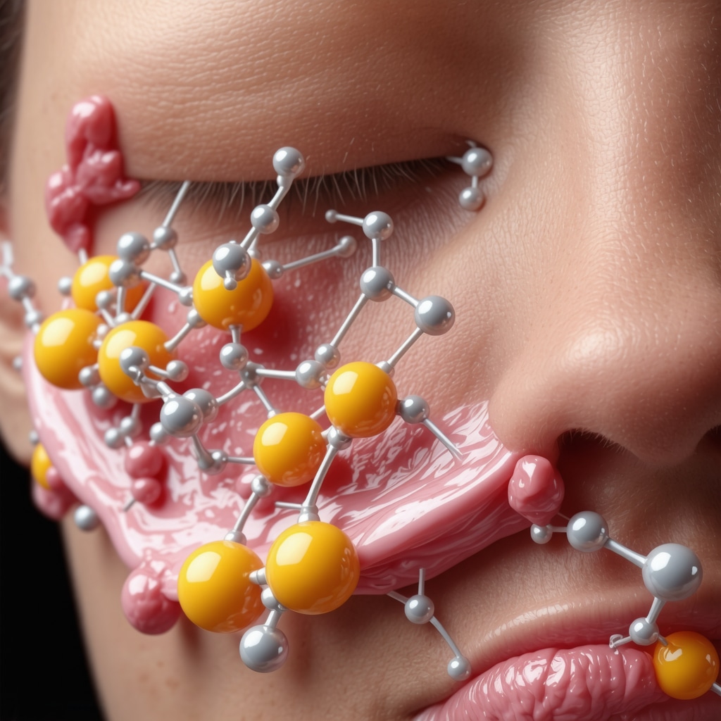 Illustration of beef tallow molecules merging with skin lipid layers to restore barrier function