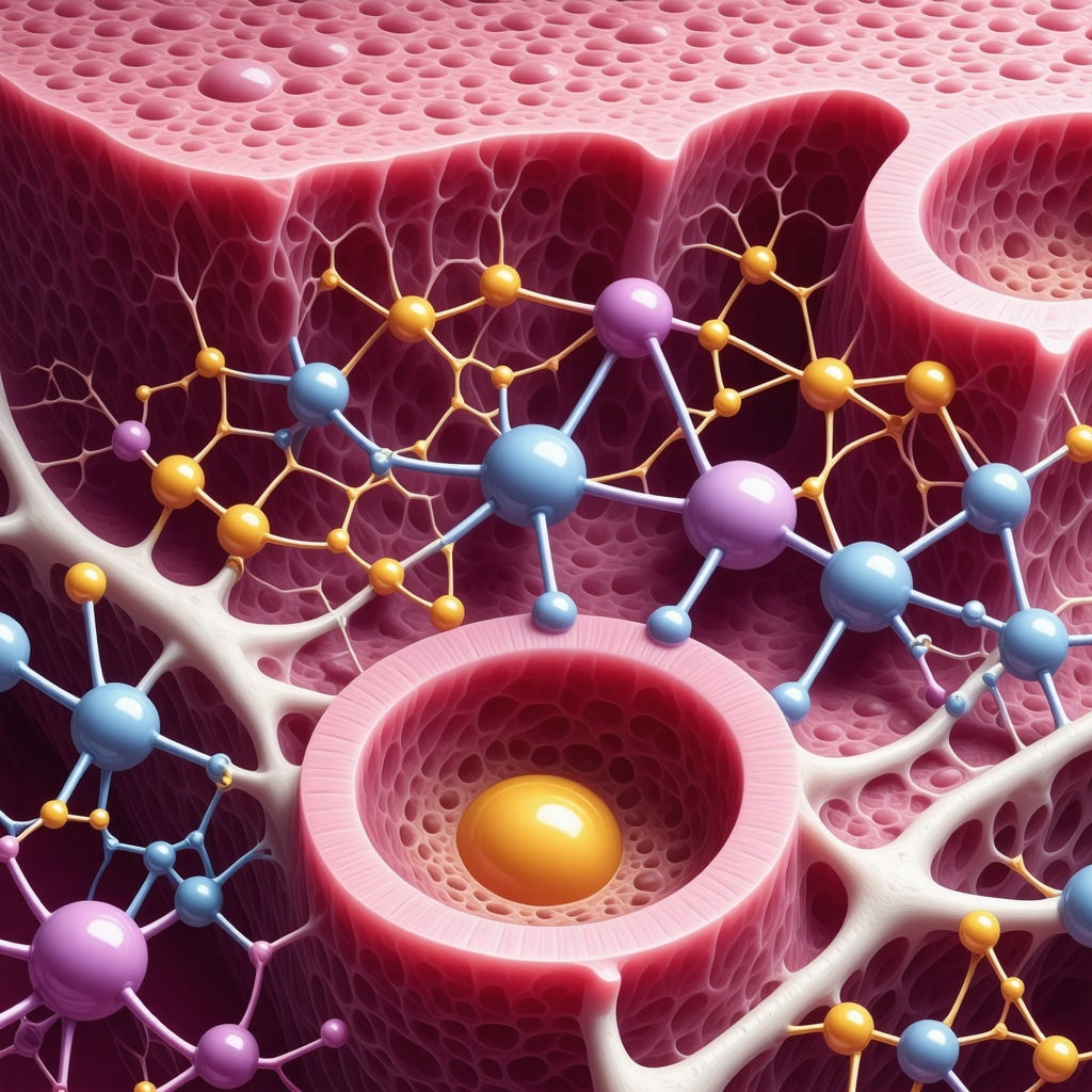 Illustration of beef tallow fatty acids interacting with skin barrier and immune markers