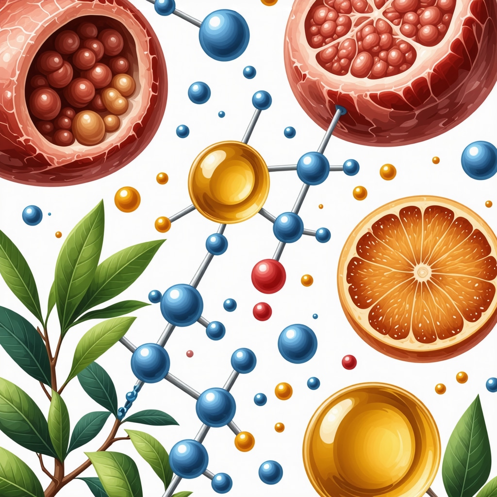 Scientific diagram of fatty acid molecules and antioxidants enhancing skin barrier function