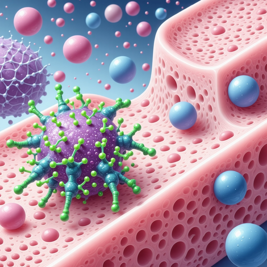 Scientific illustration showing lipid molecules from grass-fed tallow interacting with skin cells and ceramide synthesis pathways