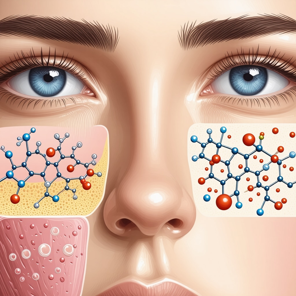 Scientific illustration of grass-fed tallow fatty acids and vitamins interacting with human skin lipid barrier