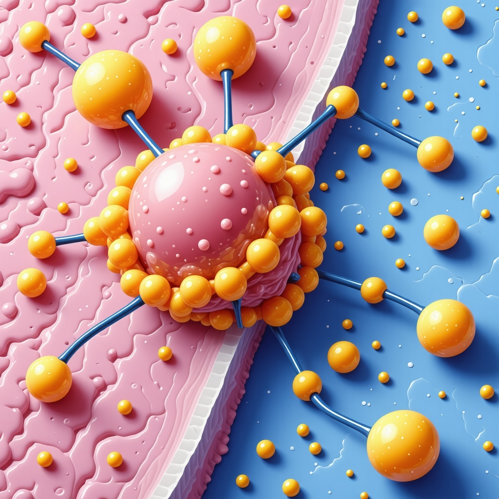 Illustration of tallow fatty acids interacting with skin enzymes to enhance ceramide production and skin barrier repair