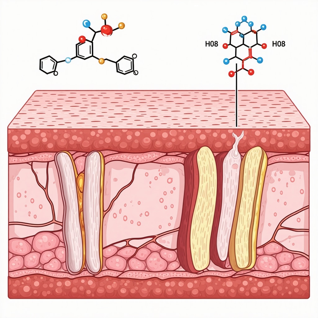 Infographic of fatty acid structures in beef tallow and skin barrier repair mechanisms