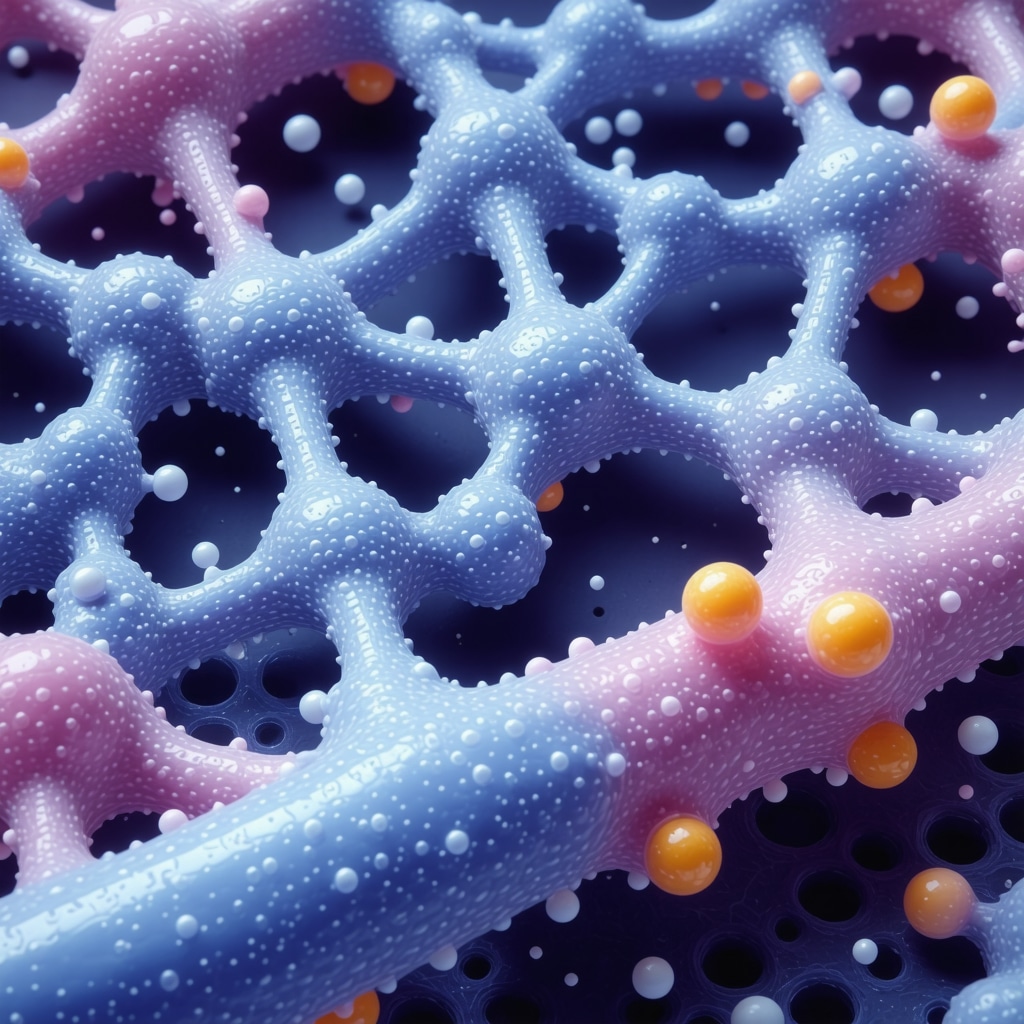 Diagram of organic tallow fatty acids interacting with skin lipids in molecular structure