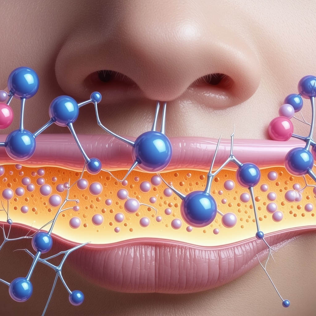 Scientific illustration of tallow lipid molecules interacting with skin layers enhancing regeneration