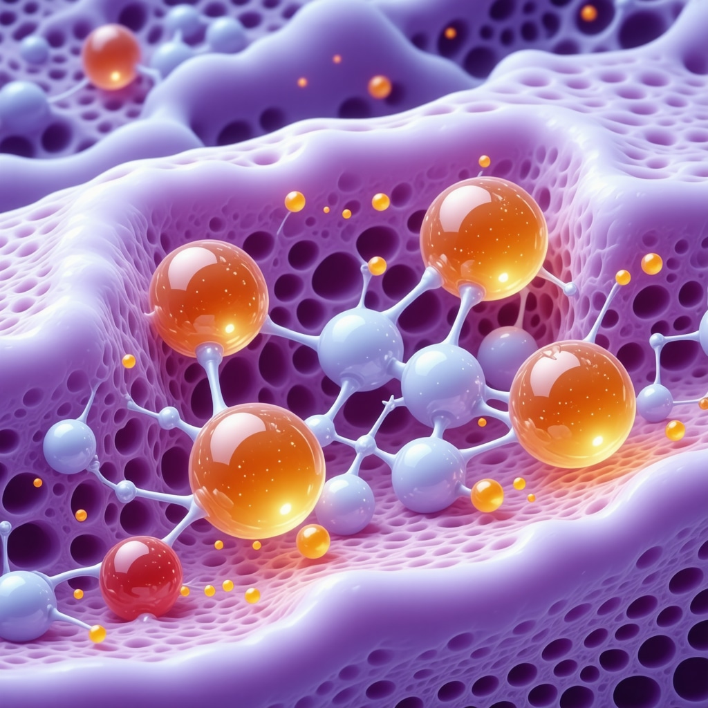 Illustration of tallow balm fatty acids integrating into skin lipid bilayer to repair skin barrier