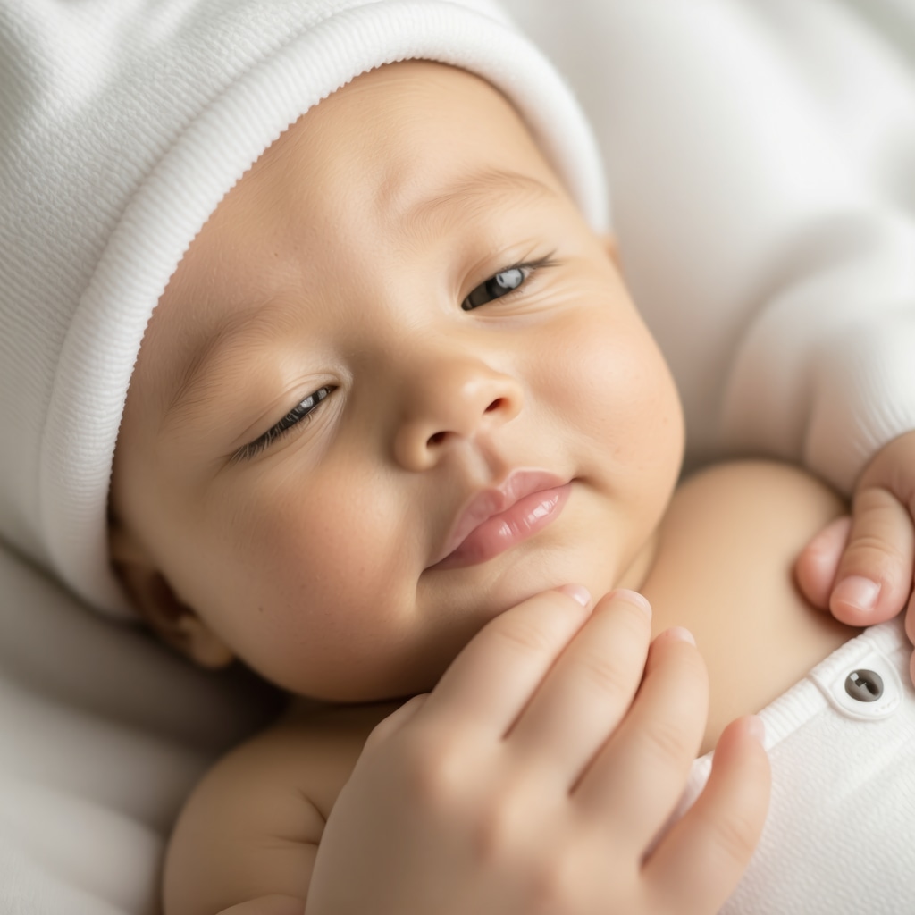 Mother gently applying homemade tallow balm on baby’s soft cheek in a warm nurturing environment