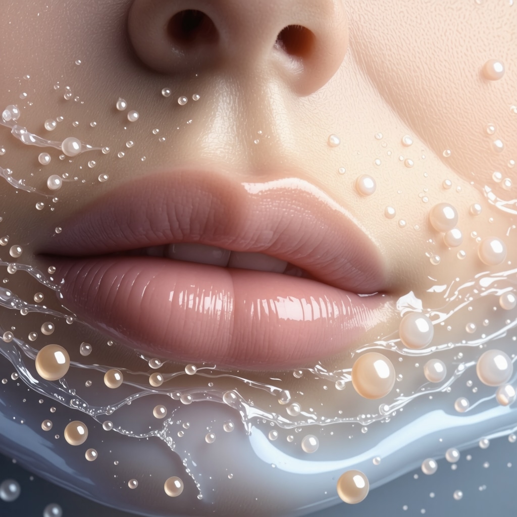 Scientific illustration of nanoemulsion droplets facilitating tallow lipid absorption into skin layers