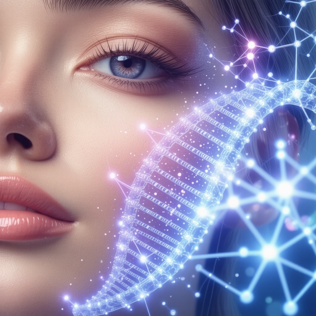 Scientific illustration of nanotechnology encapsulation of tallow cream with skin layers and AI data analytics