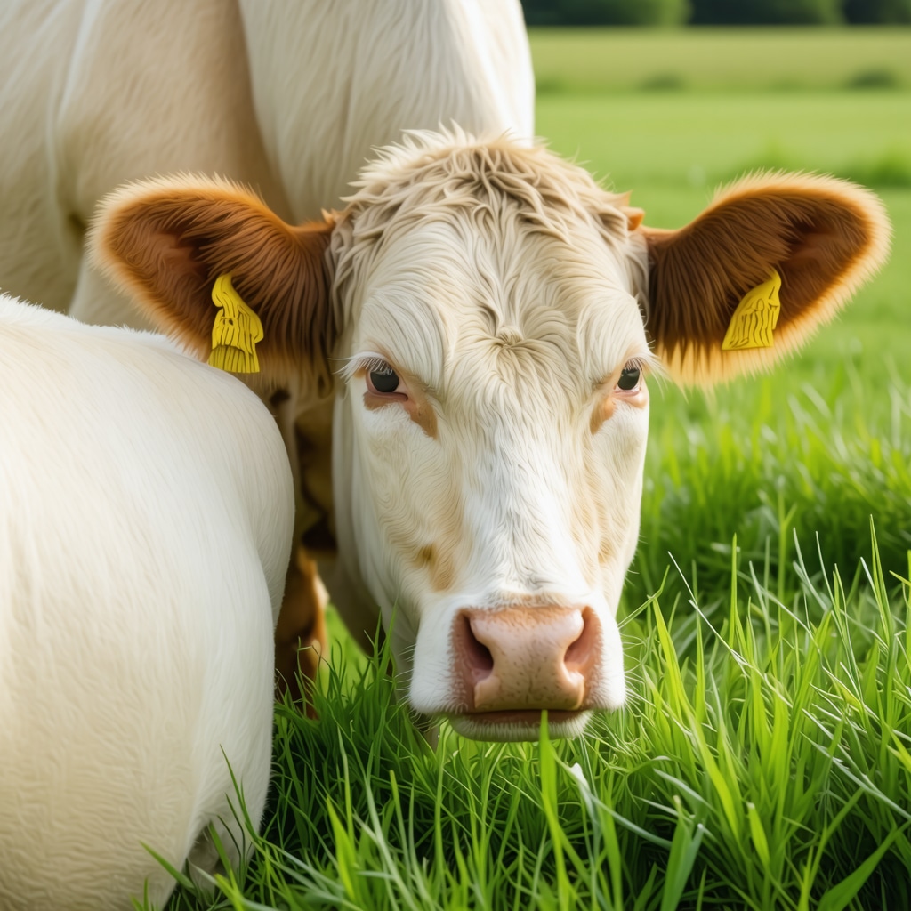 Creamy organic tallow moisturizer with background of grass-fed cattle in a green pasture representing sustainable skincare sourcing