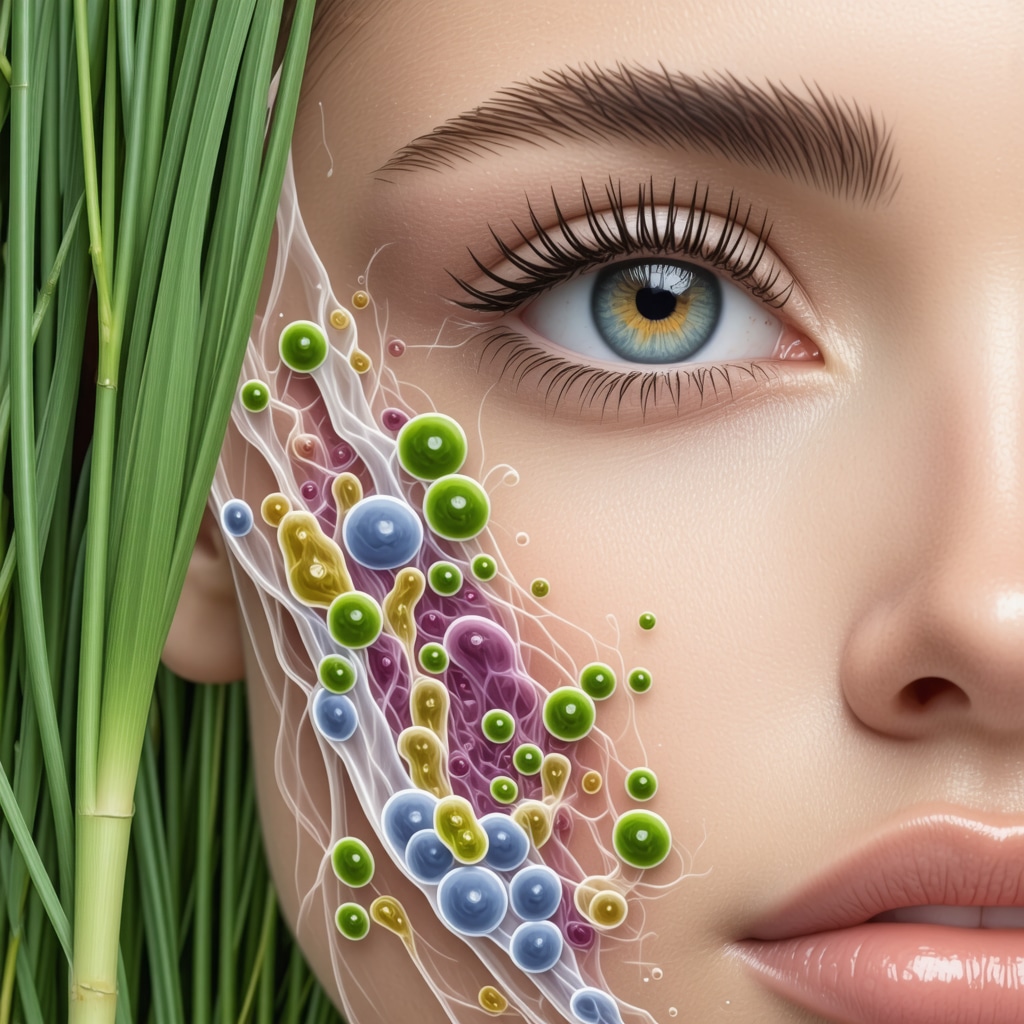 Illustration of grass-fed tallow lipids enhancing skin microbiome diversity with prebiotic compounds