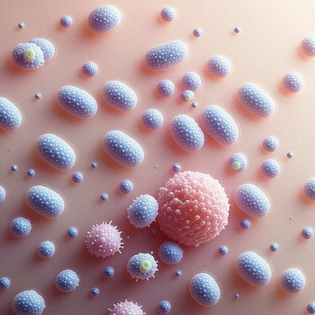 Microscopic view of skin microbiome on lipid-rich surface representing tallow cream effects