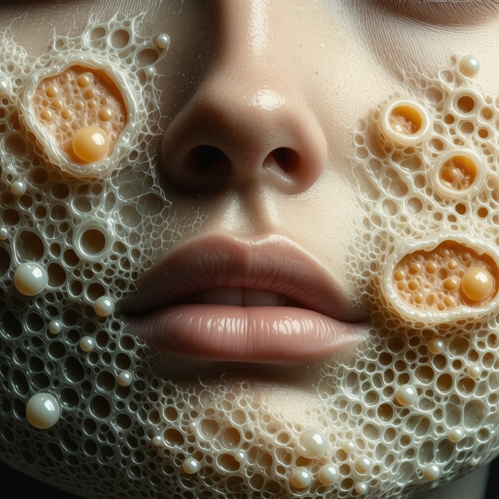 Illustration of skin layers with beneficial bacteria and lipid interaction from grass-fed tallow