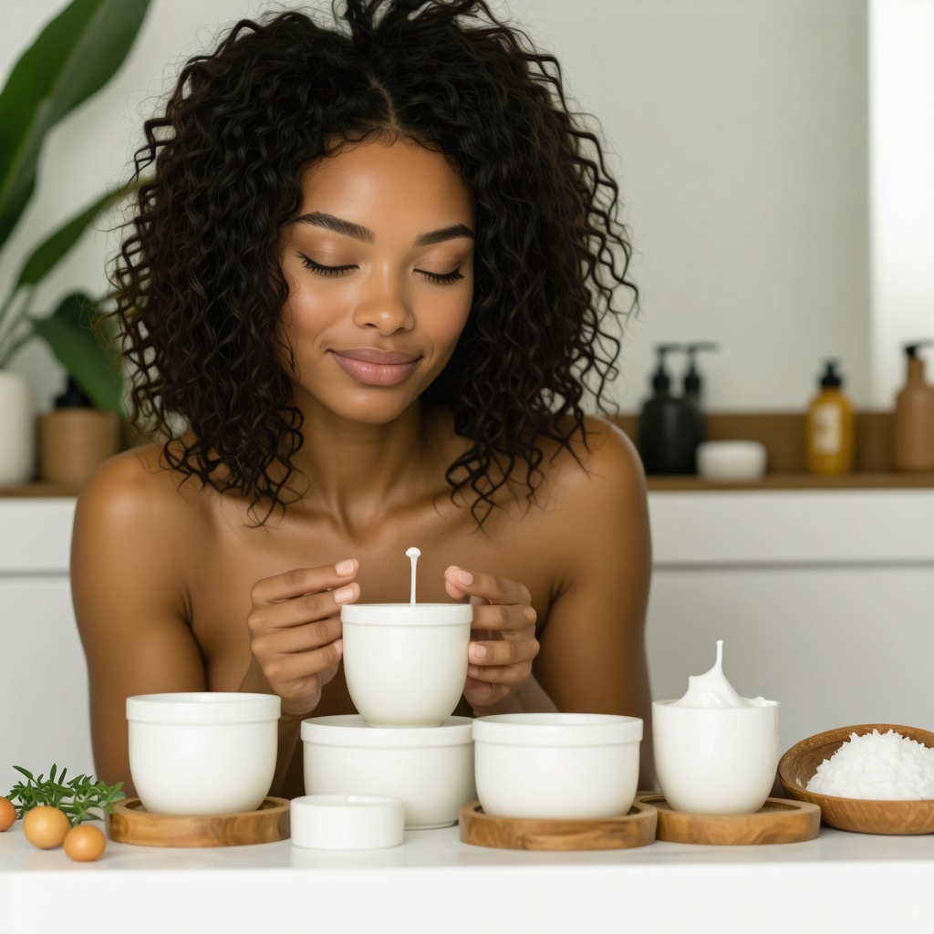 Person applying natural tallow cream in eco-friendly bathroom