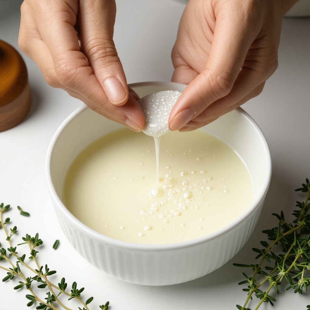 Close-up of hands mixing herbs into grass-fed tallow for skincare ritual