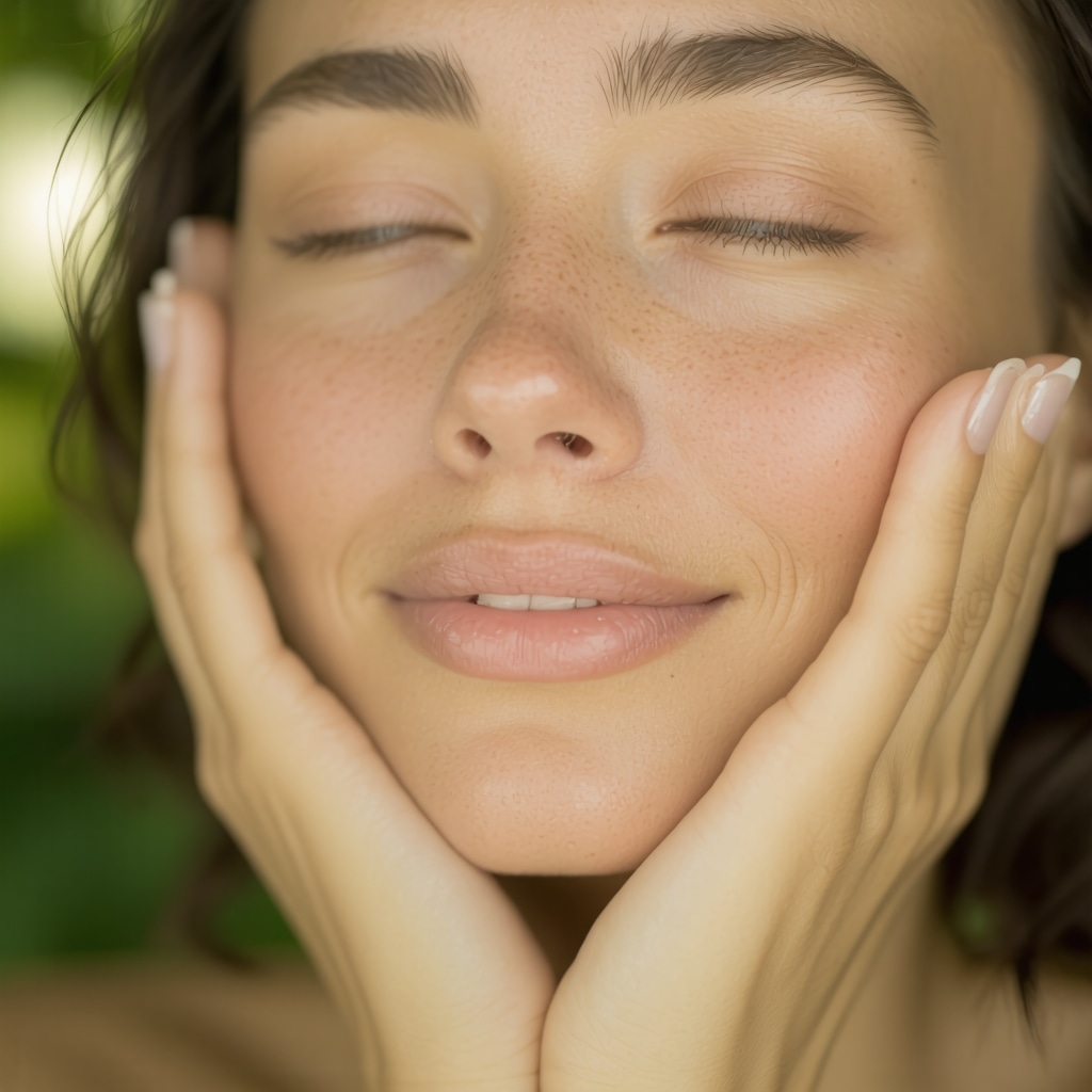 Person applying organic grass-fed tallow cream to face showing smooth texture and natural skin glow