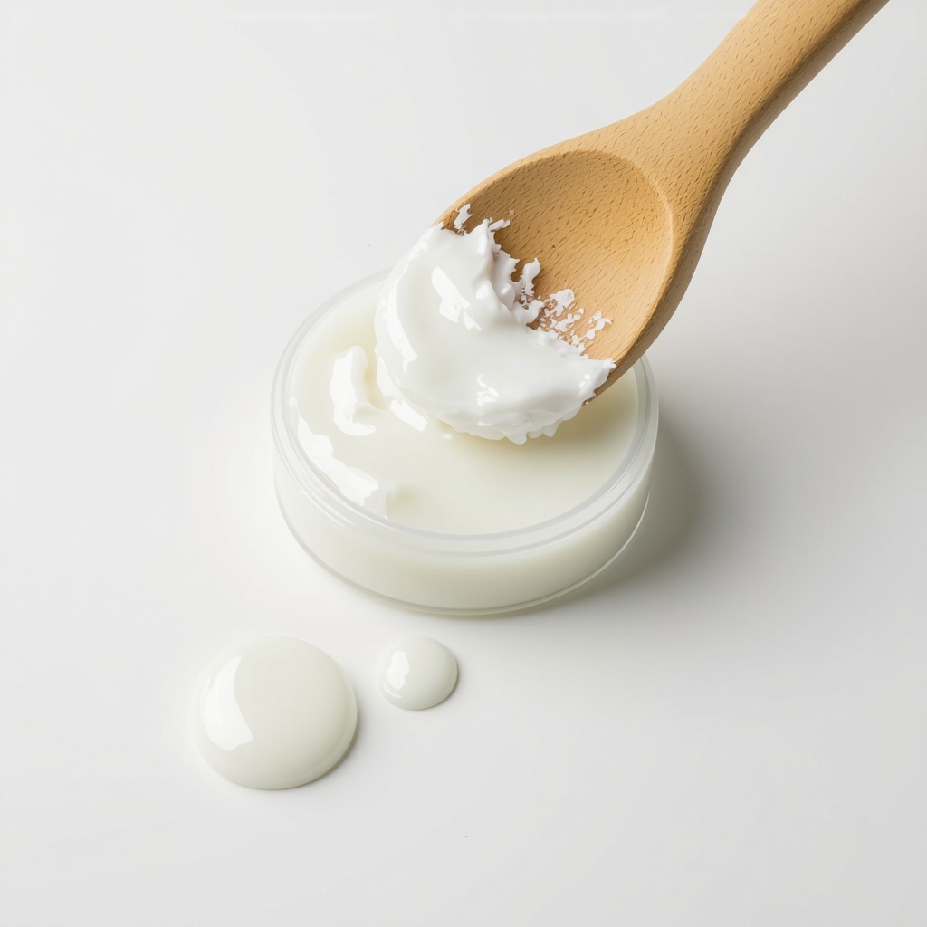 Skincare professional blending tallow and shea butter in a laboratory setting, highlighting emulsification process.