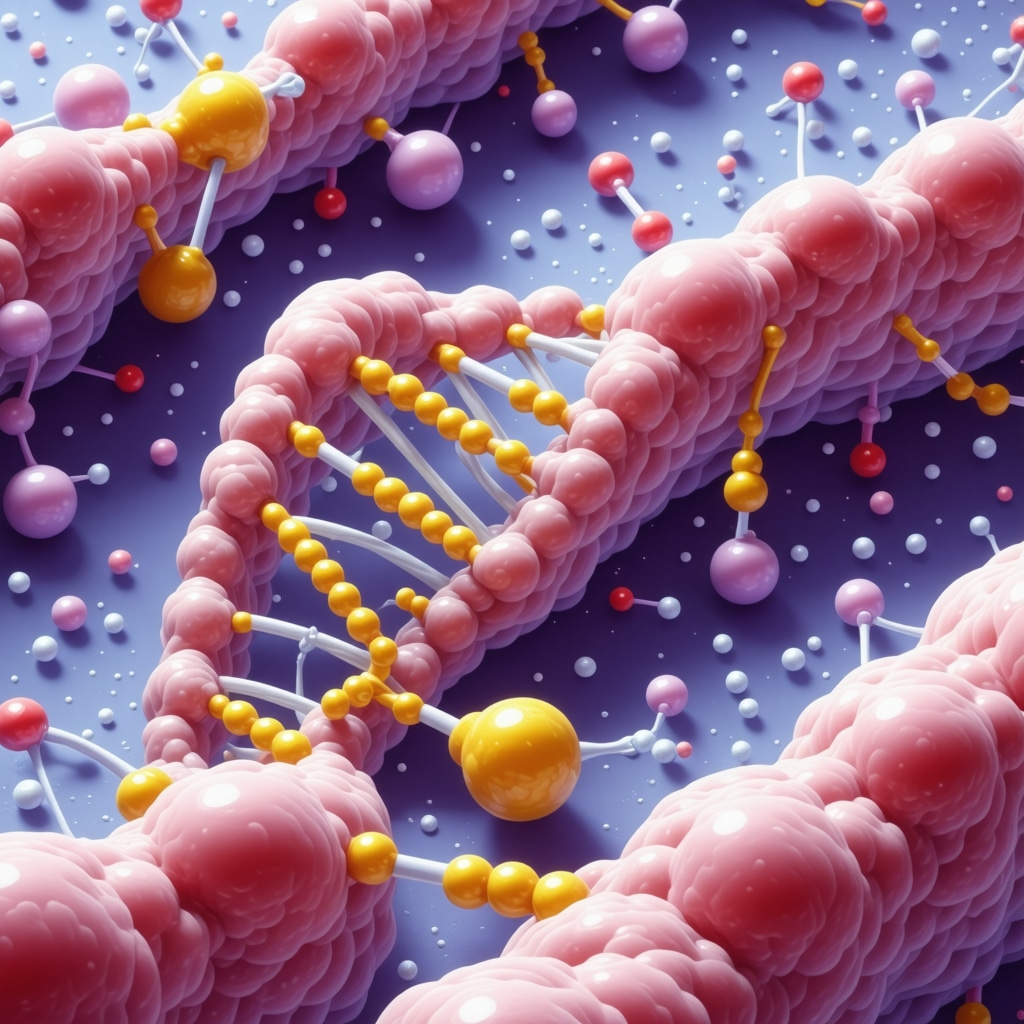 Molecular illustration of fatty acids influencing DNA and histones in skin cells