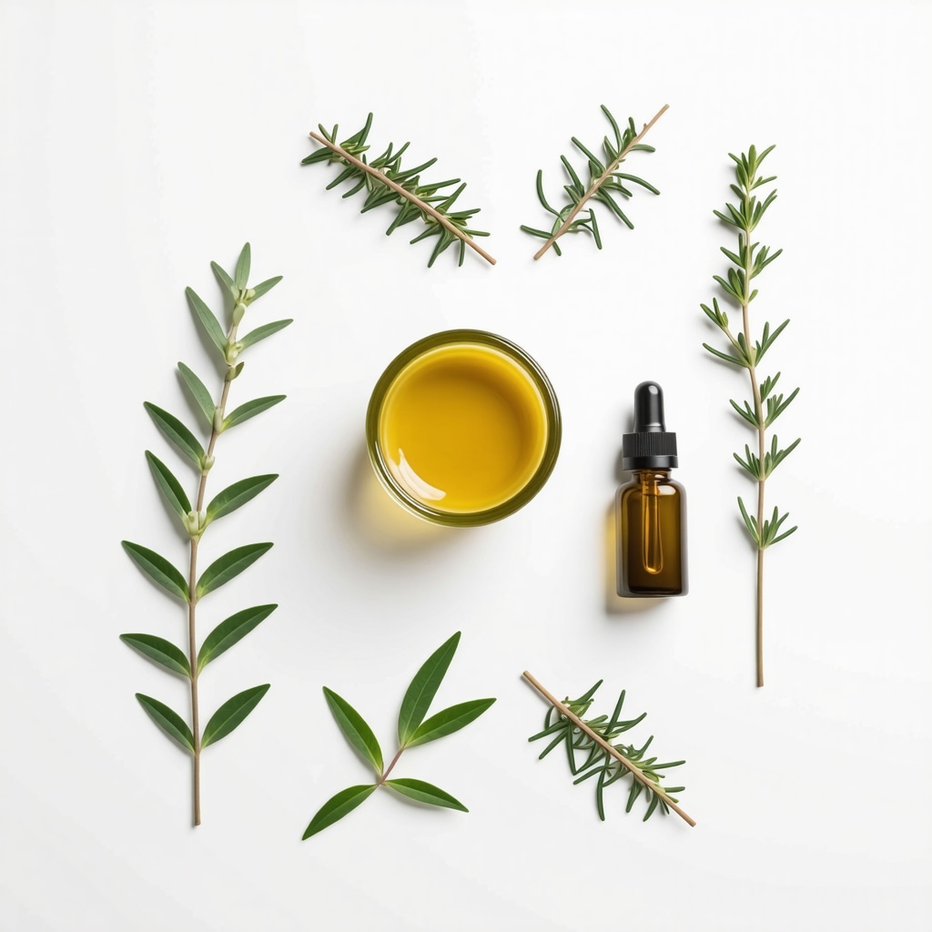 Ethical tallow skincare products with natural botanicals and herbs on a neutral background