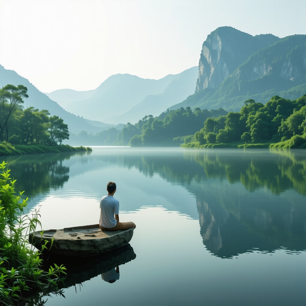 A peaceful landscape representing balance and natural beauty