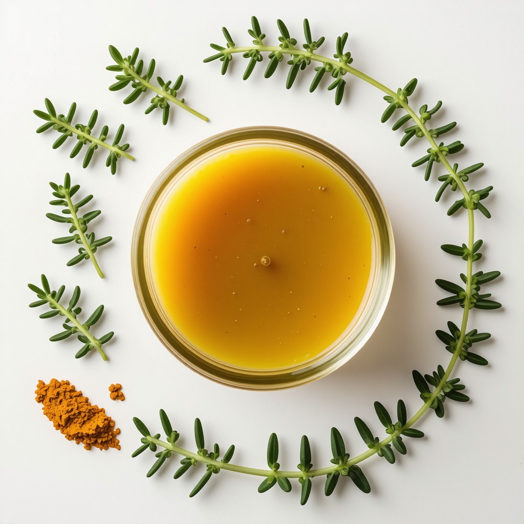 A jar of herbal-infused grass-fed beef tallow with fresh herbs