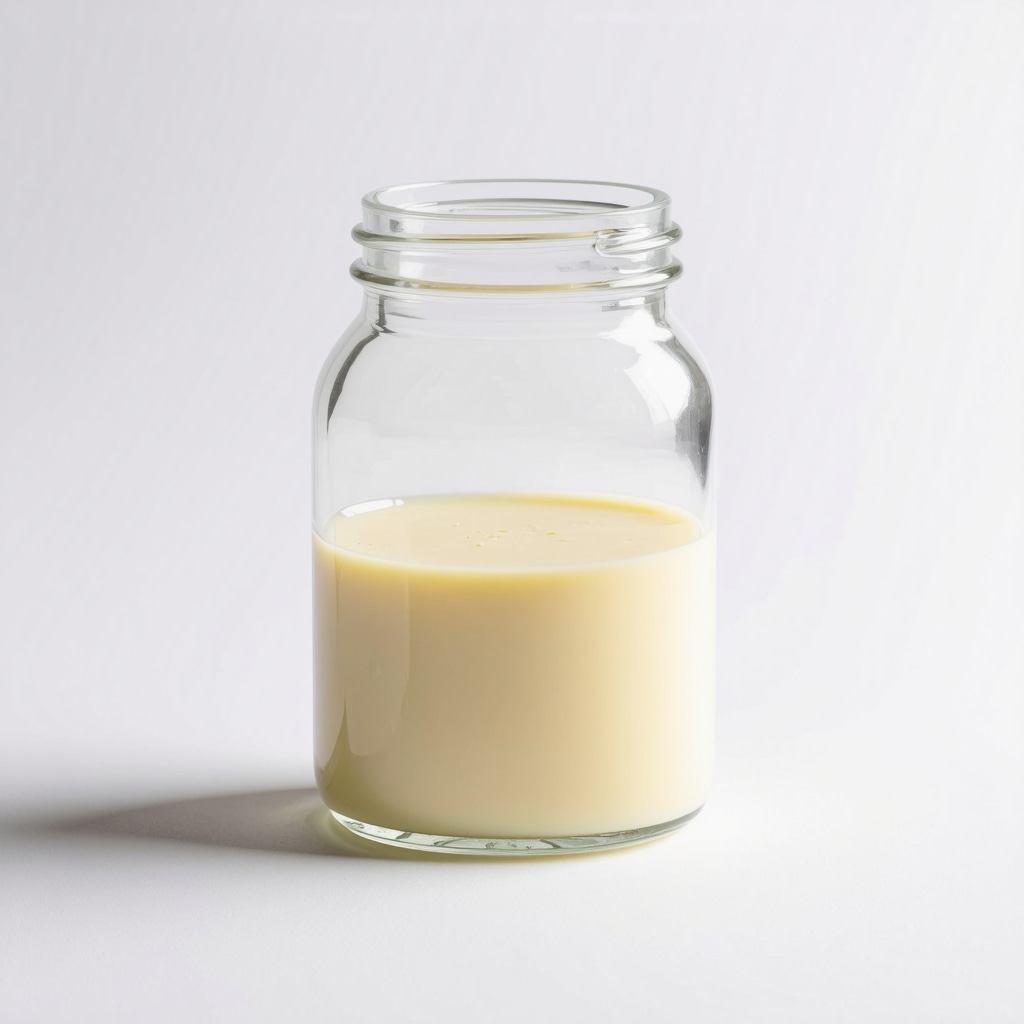 Organic grass-fed beef tallow in jar, natural background