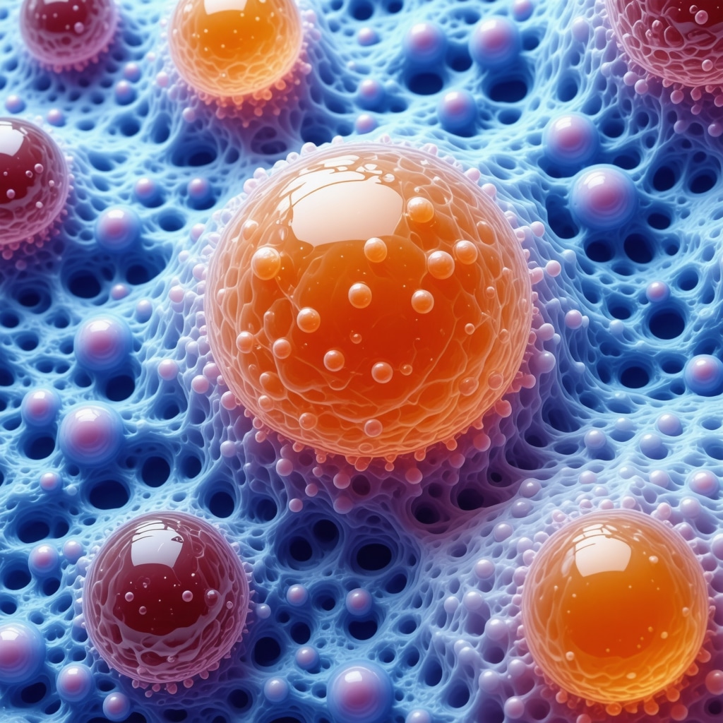 Scientific illustration of lipid rafts in keratinocyte membranes influenced by tallow fatty acids and vitamins