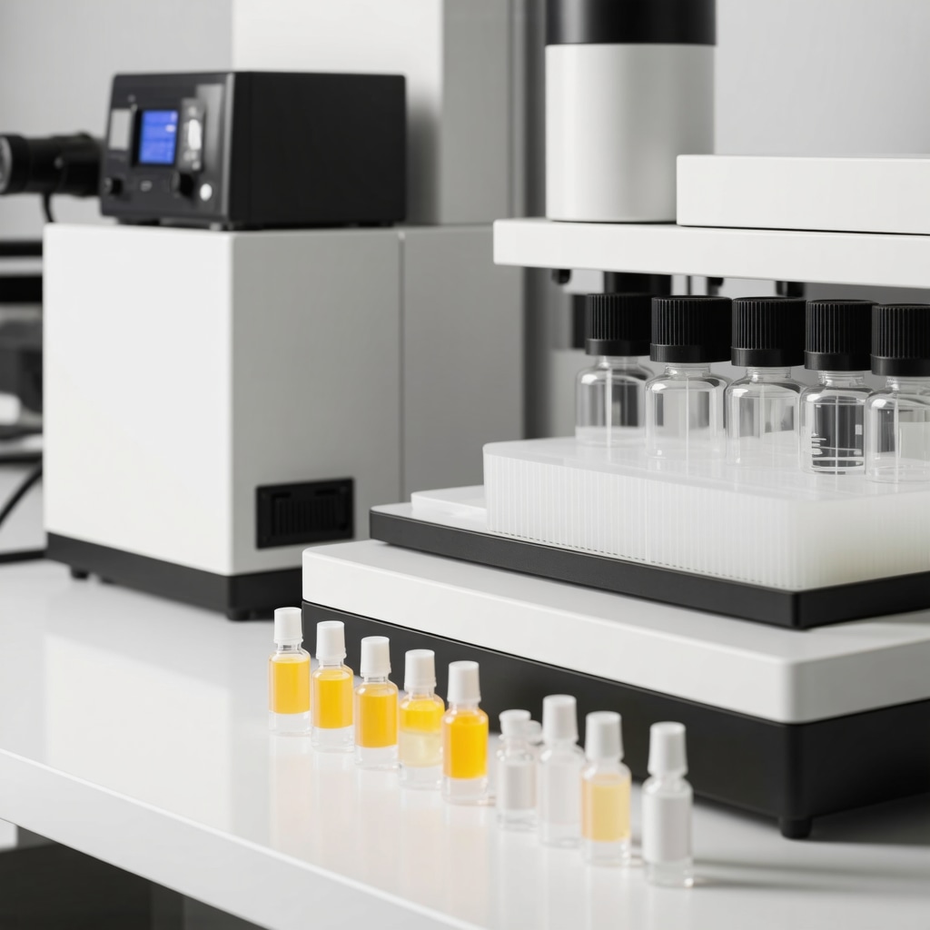Modern lab with scientists performing lipid profile analysis on tallow
